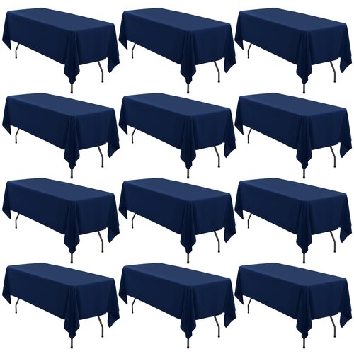 12 Pack 60 x 102 Inch Rectangle Tablecloth, Navy Blue Tablecloth for 6 Feet Rectangle Tables, Washable Fabric Table Cloth for Wedding Dining Table Buffet Parties Camping