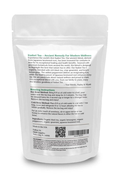 Itadori Tea - Organic Black Tea With Japanese Knotweed For Resveratrol & Immune Support, Antioxidant-Rich, All-Natural Ingredients, 14 Tea Bags for Holistic Wellness