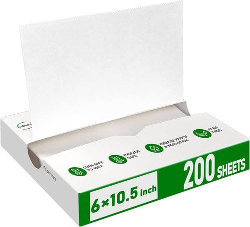 EcoDispose Precut Deli Paper Sheets - Heavy Interfolded Food Wrap | 200 Pack, 6" x 10-1/2", White