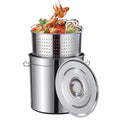 40-Quart Stainless Steel Seafood Boil Pot with Lid,Crab, Lobster, Shrimp Boil Stock Pot with Strainer, Turkey Fryer Pot, Stock Pot Boiler Deep,Fried Cooker for Commercial Outdoors