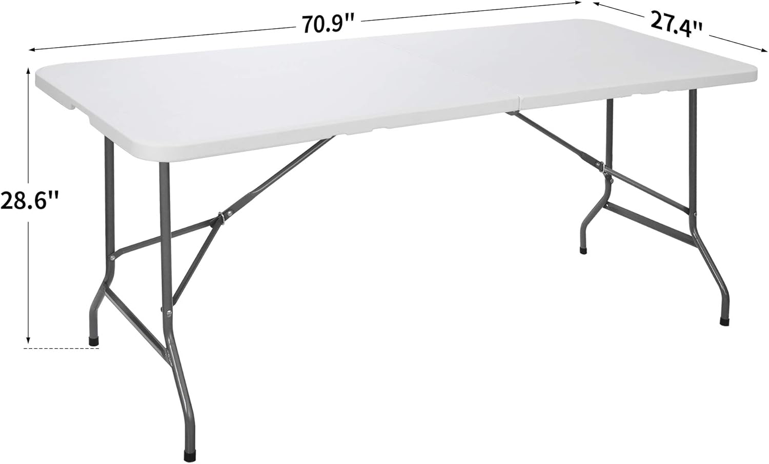 Super Deal 6FT Folding Table - Portable Heavy-Duty Plastic Dining & Picnic Table with Carrying Handle