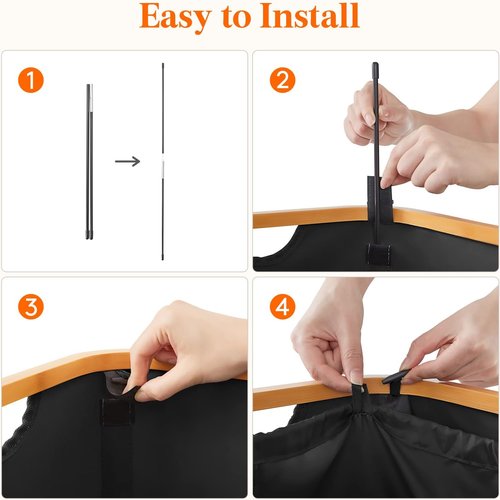 Lifewit 100L Laundry Basket - Foldable Hamper with Lid & Bamboo Handles | Black with Removable Bag