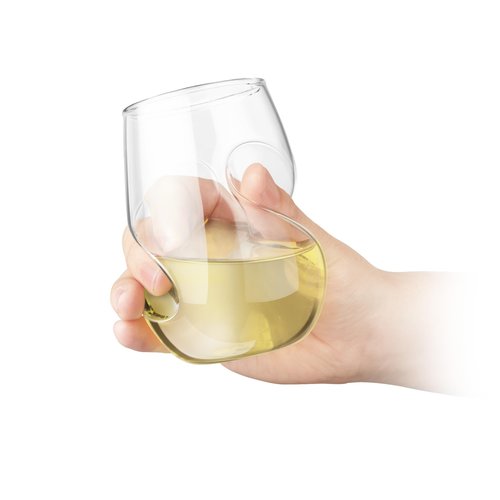 Final Touch Conundrum White Wine Glasses - Set of 4 Stemless Handcrafted Glasses - 9 oz Capacity - Sleek Curves for Comfortable Tasting - Dishwasher Safe (GG5008)