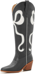 Skiennix Cowgirl Knee-High Boots - Stylish Pink Cowboy Boots for Women