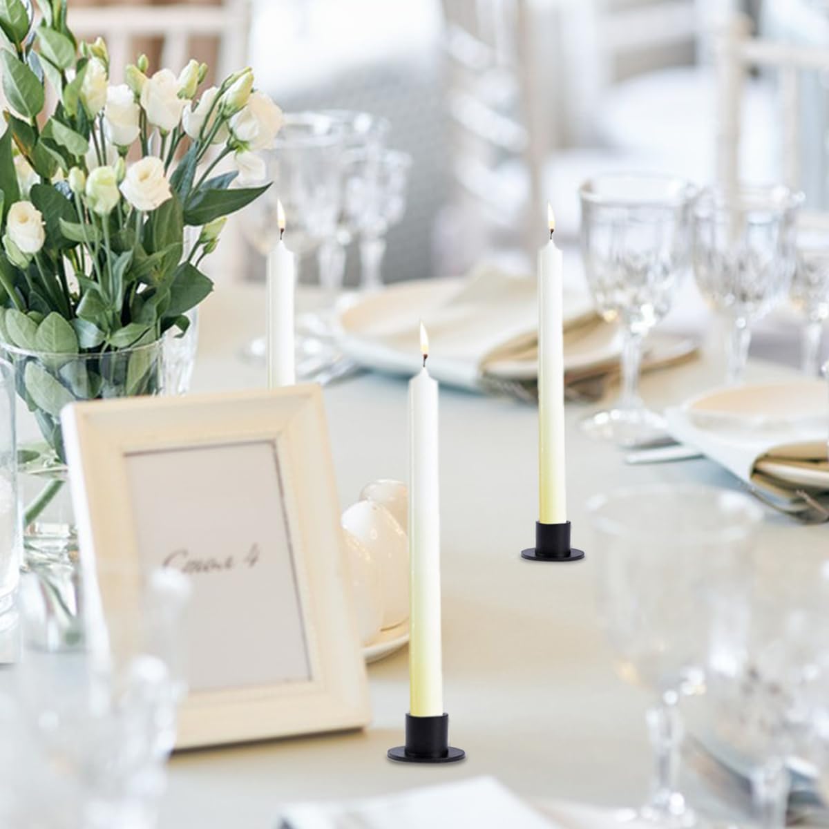 Skiennix Candle Holders - 4 PCS Matte Black Iron Centerpieces for Home Decor & Special Events