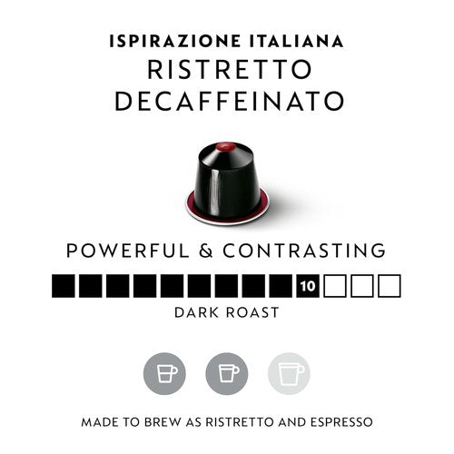 Nespresso Ristretto Decaffeinato Coffee Capsules - Dark Roast, 50 Count Pods for Rich Flavor