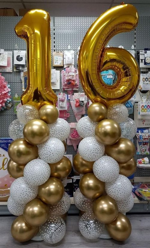 Gold Number 6 Balloon - 40 Inch Birthday Party Decoration | Elegant Gold and Black Design