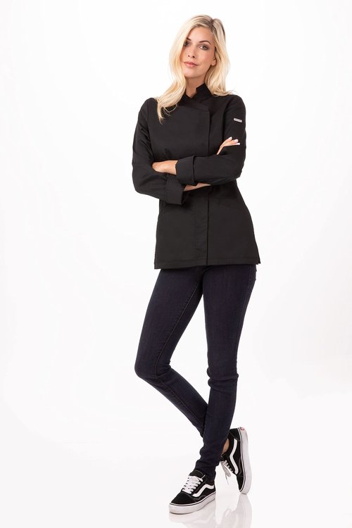 Chef Works Marrakesh V-Series Womens Chef Coat, Black, Large