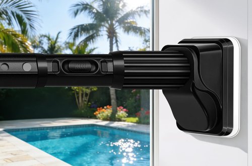 YNL Tension Curtain Rods No Drilling, One-Click Extra Long Heavy Duty Tension Rod 39-122Inch, Outdoor Curtain Rods for Patio, Window or Bathroom, Easy to Install, Renter Friendly, No-slip, Black