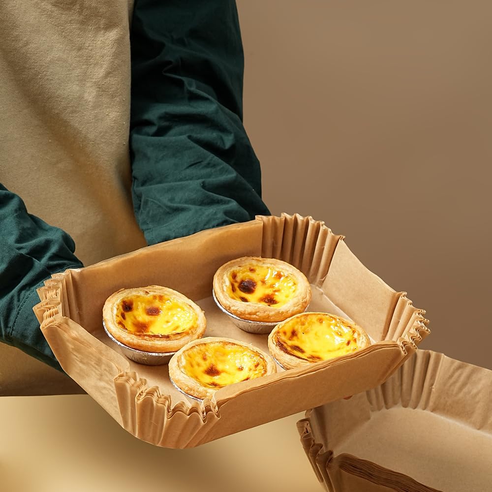 Skiennix Air Fryer Liners - 100 Pcs Disposable Parchment Paper | Food Grade, Non-Stick & Heat Resistant for 4QT-6QT Air Fryers