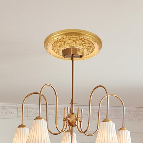 Cabilock Round Ceiling Medallion Plate for Light Fixtures 12.20 Inch Gold Ceiling Medallion Cover for Home Lighting Living Room Bedroom and Dining Room