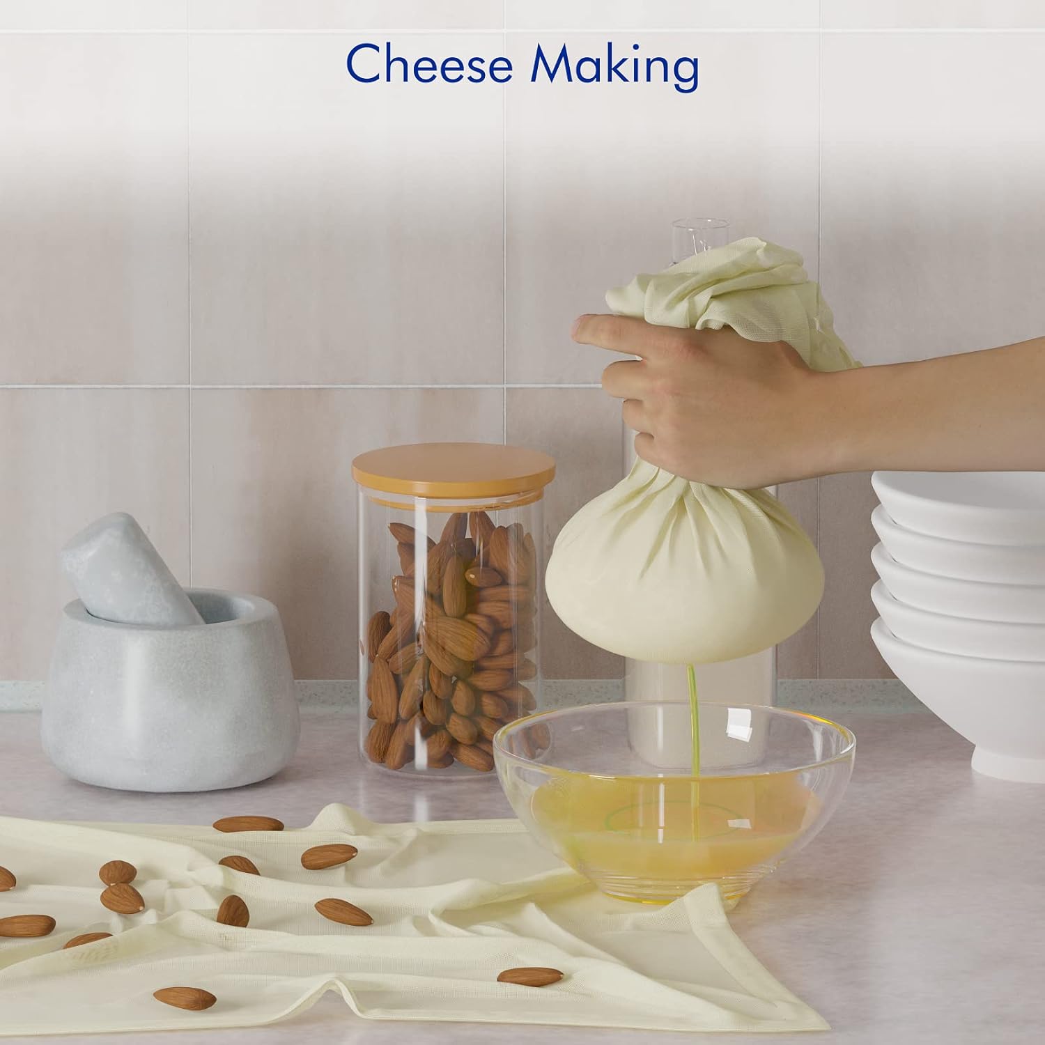 Skiennix Reusable Cheesecloth - 10 PCS Grade 100, 20x20 Inch Unbleached Cotton Strainer for Cooking & Baking