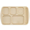 G.E.T. 6 Compartment School Cafeteria Tray, Right Handed, 10" x 15", Tan (12 Pack)