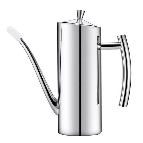 KSENDALO Stainless Steel Olive Oil Dispenser - 24oz/700mL Leakproof Oil Bottle, Premium One-Piece Design with Long Narrow Spout, Vertical Handle Kitchen Cruet for Precision Pouring