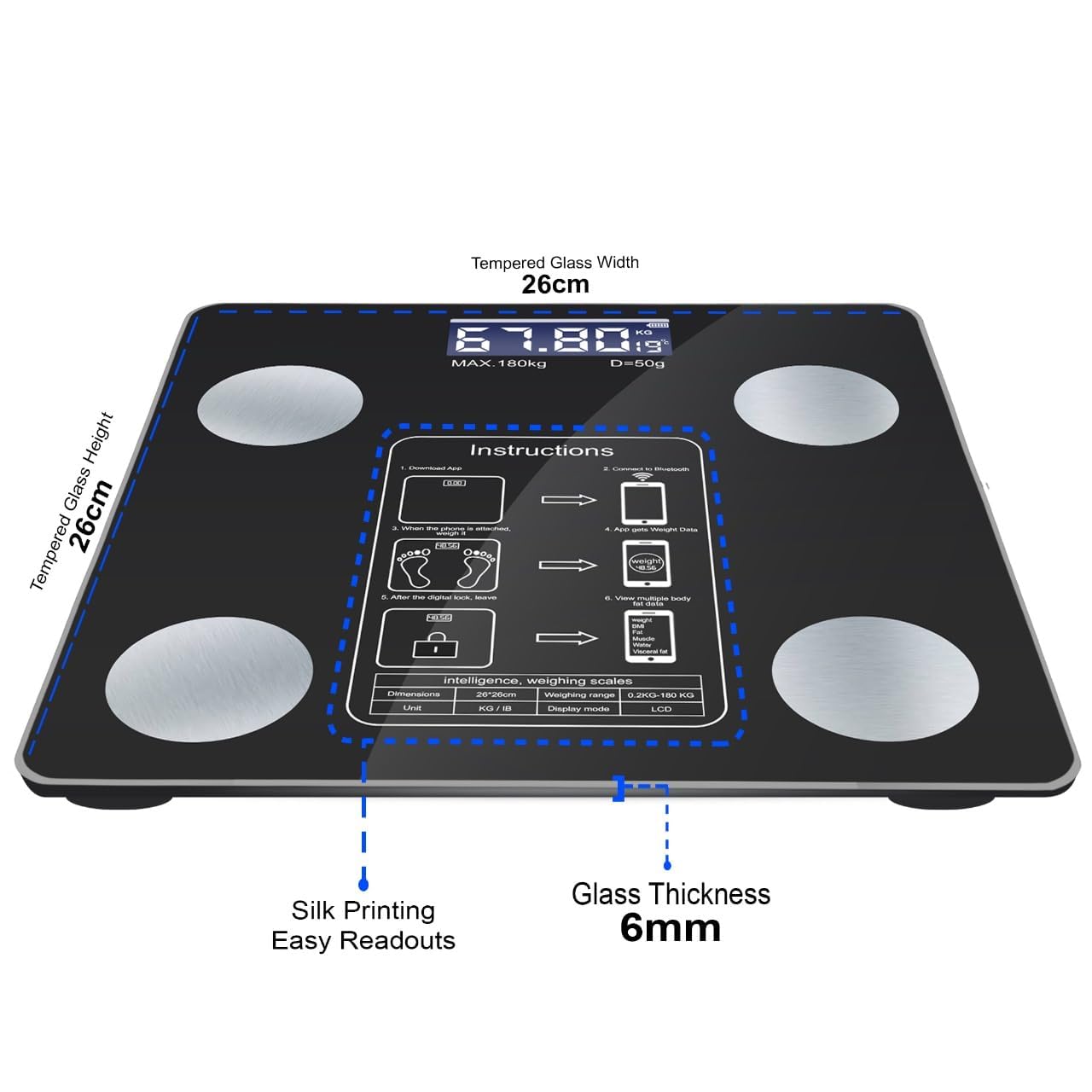 Smart Scale for Body Weight, Digital Bathroom Weighing Scale with Smart Sync App, BMI, Body Fat, Muscle Mass, Accurate Bluetooth Home User Health Equipment