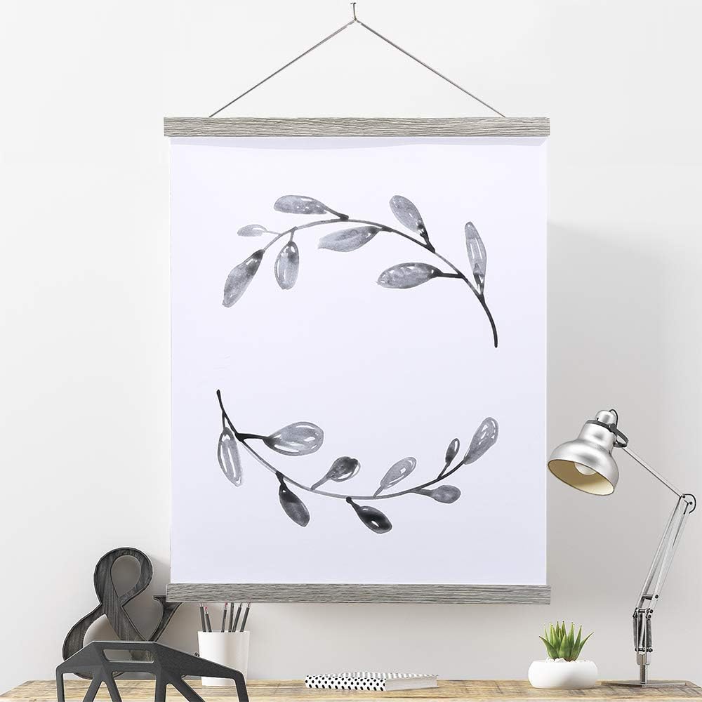 Benjia Magnetic Poster Hanger - 40" Wooden Frame for Canvas & Artwork | Easy Wall Display (Grey)