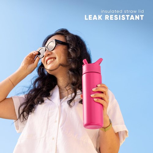 Simple Modern Leopard Water Bottle with Straw Lid Vacuum Insulated Stainless Steel Metal Thermos Bottles | Reusable Leak Proof BPA-Free Flask for Sports | Summit Collection | 20oz, Blush Leopard