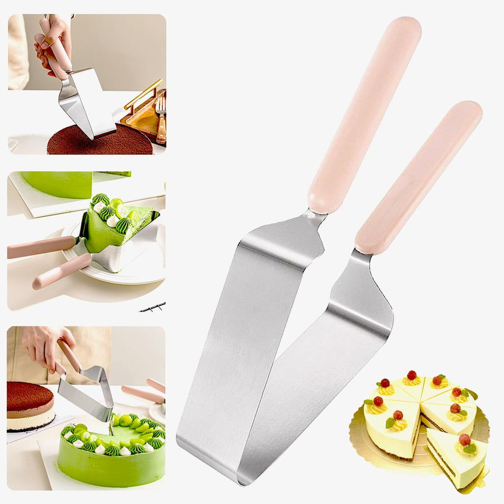 SerniaXin Stainless Steel Cake Cutter for Wedding, Birthday, Baking - Heavy-Duty Rust-Proof Blade with Double Non-Slip Ergonomic Handle, Safe Pastry & Pie Slicing Tool (1)