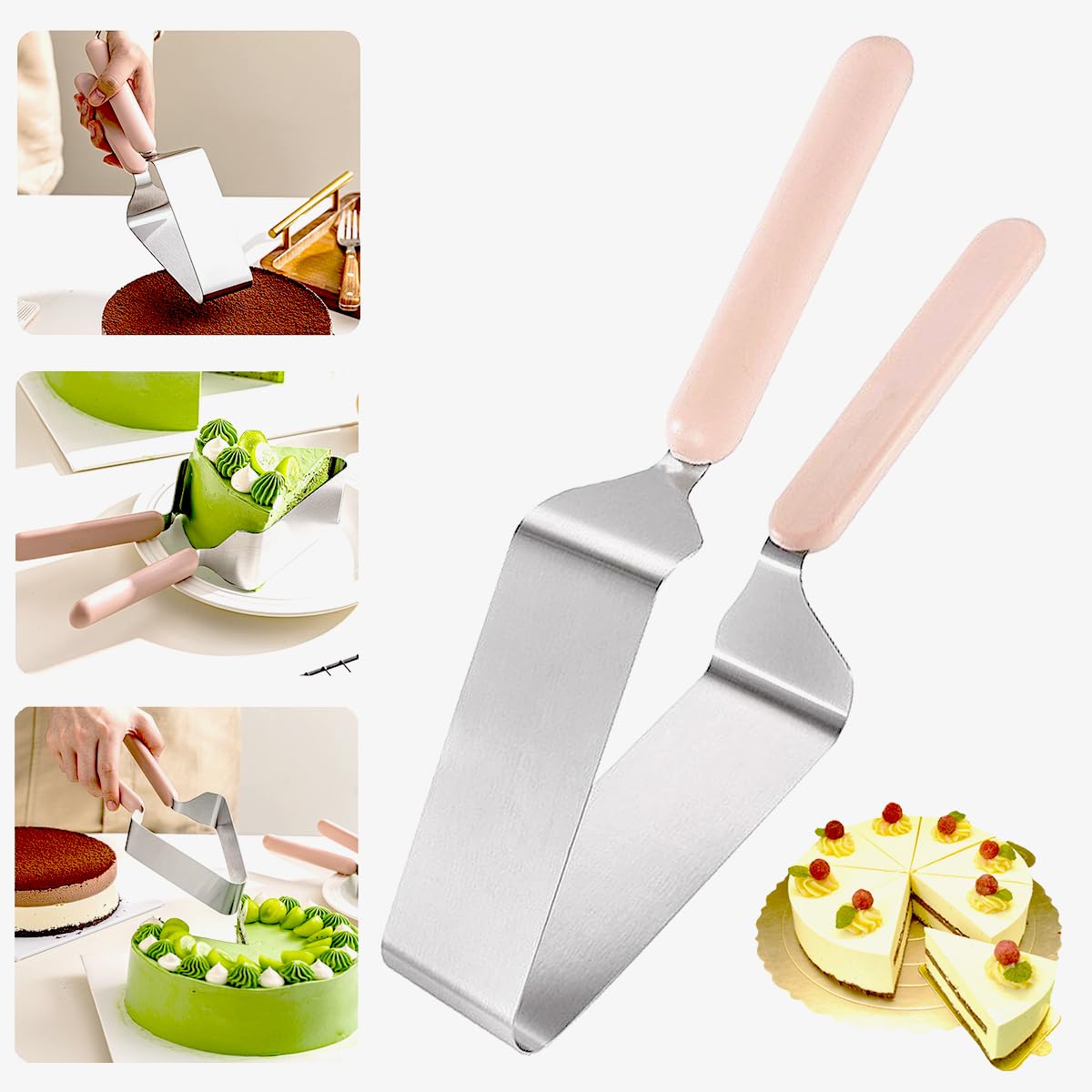SerniaXin Stainless Steel Cake Cutter for Wedding, Birthday, Baking - Heavy-Duty Rust-Proof Blade with Double Non-Slip Ergonomic Handle, Safe Pastry & Pie Slicing Tool (1)