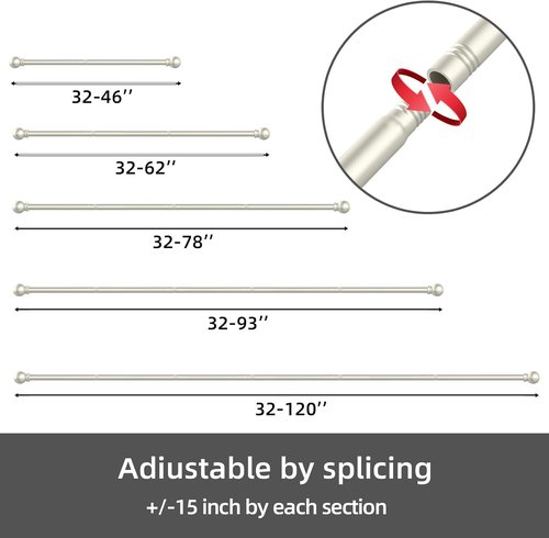 GXOACKJ Curtain Rods - Heavy Duty 5/8 Inch Decorative Metal Set for Windows 32-48 Inch