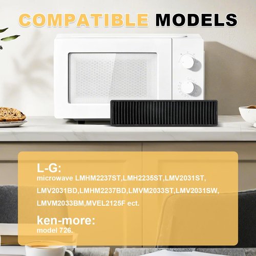 Microwave Charcoal Filter for LG LMHM2237ST, LMH2235ST, LMV2031ST, LMV2031BD, LMHM2237BD, LMVM2033ST, LMV2031SW, LMVM2033BM, MVEL2125F,ken-more model 726, 5230W1A003A Replacement.
