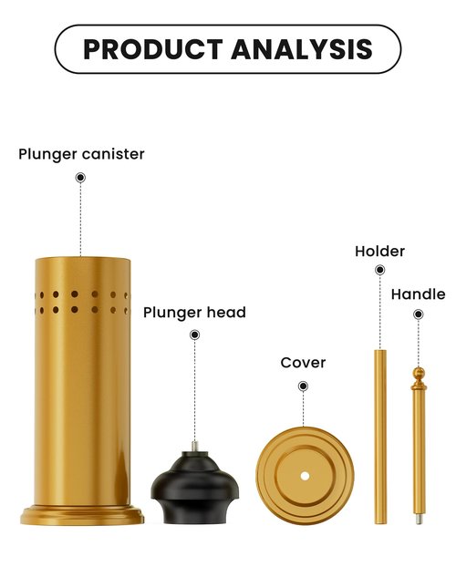 DOWRY Anti-Hand Off Toilet Plunger with Holder for Bathroom,Powerful Efficient Force Suction Cup,Heavy Duty, Deep Cleaning, Gold