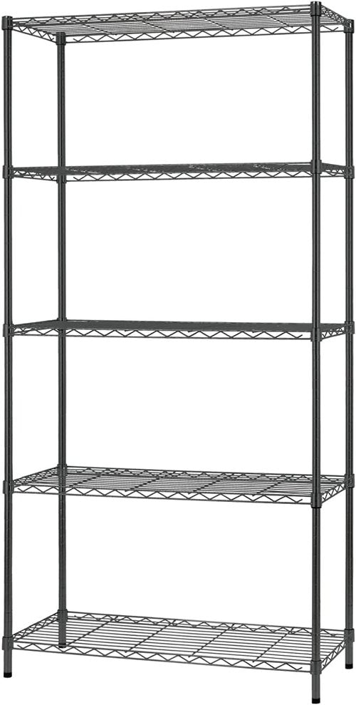 FDW Wire Shelving Unit - 5-Tier Adjustable Metal Rack | Strong Steel for Kitchen, Garage & Pantry - Black 14" D x 36" W x 72" H