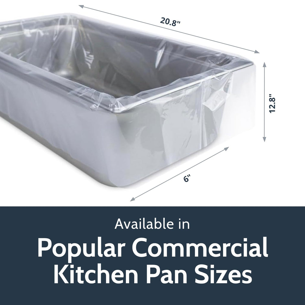 PanSaver RC Clear Liners for Easy Clean Up - Disposable Buffet Pan Liners, Ovenable up to 400F - Clear (Third & Quarter Pan - Medium & Deep | 19 x 12 IN)