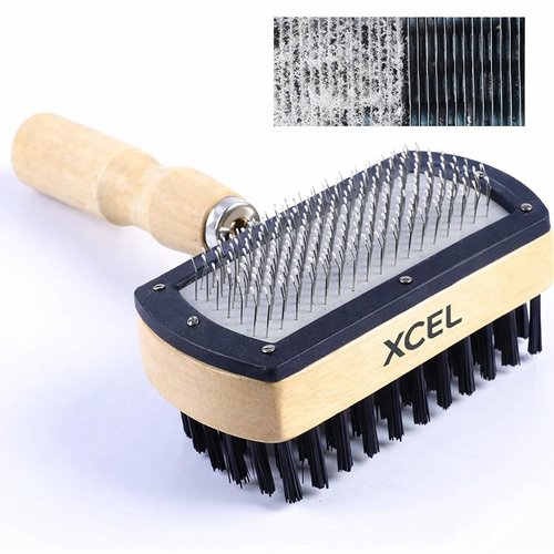 HVAC Coil Cleaning Brush & Fin Comb Tool, Dual-Sided Evaporator and Condenser Coil Cleaner for AC Units, Mini Split, Window AC and Outdoor Condenser, Stainless Steel Pins with Soft Bristles