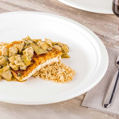 Restaurantware Pulp Tek 11.8 Inch Eco-Friendly Plates 100 Extra Large Disposable Dinner Plates - Made From Sugarcane Fibers Heavy-Duty White Bagasse Premium Plates Sturdy Round