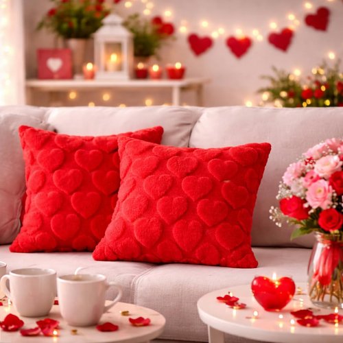 Braw cover Romantic Heart Throw Pillow Covers 18x18 (Pack of 2) - Wedding Cushion Covers - Sweetheart Decorative Pillowcases for Bridal Shower & Couple's Room
