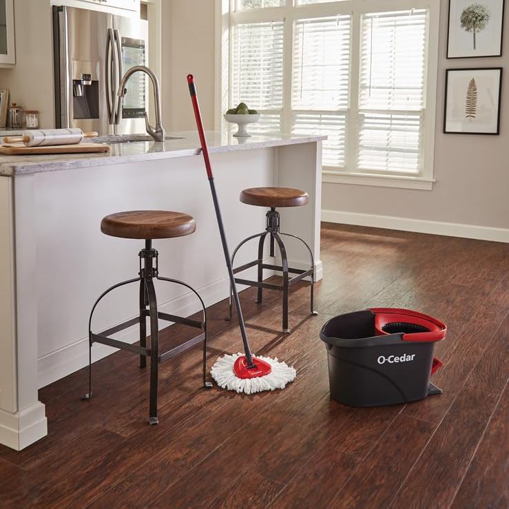 O-Cedar EasyWring Microfiber Spin Mop - Efficient Floor Cleaning System with 4 Extra Refills