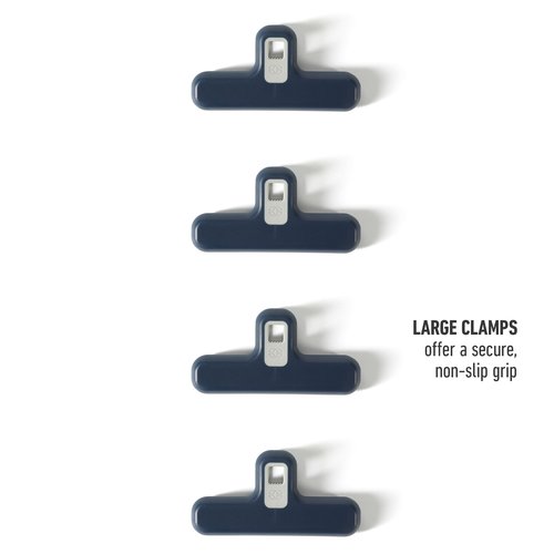 Calphalon Prime 4 Pack Polypropylene w/Thermoplastic Rubber Chip Bag Clips - Navy Blue