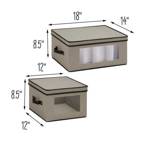 Honey-Can-Do 2-Pack Dishware or Closet Window Storage Boxes, Grey SFT-09073 Grey