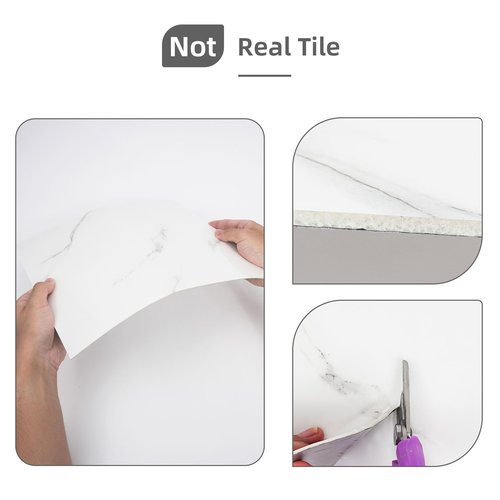 Vieshful 20pcs Peel and Stick Backsplash Tile，12"x12" Self Adhesive Marble Tile for Wall, PVC Waterproof Shower Wall Panels, Back Splash Stick on Tiles for Kitchen Bathroom Living Room (Not Real Tile)