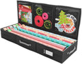 Primode Wrapping Paper Storage Container - Under Bed Gift Wrap Organizer | 41"x14"x6" | Holds 18-24 Rolls Up to 40" | Durable 600D Oxford Material | Includes Pockets for Ribbons and Bows (Black)