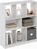 Furinno DALY Bookshelf - 8-Cube Horizontal Storage Organizer | White, 10.9 x 35.4 x 39.4 Inches for Home & Office