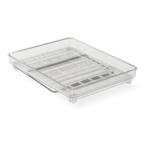 madesmart Stacking Shelf, Small, Clear, Vertical Storage with Airflow Holes, Organizer for Spices, Make-Up, Bottles & Jars, Clear