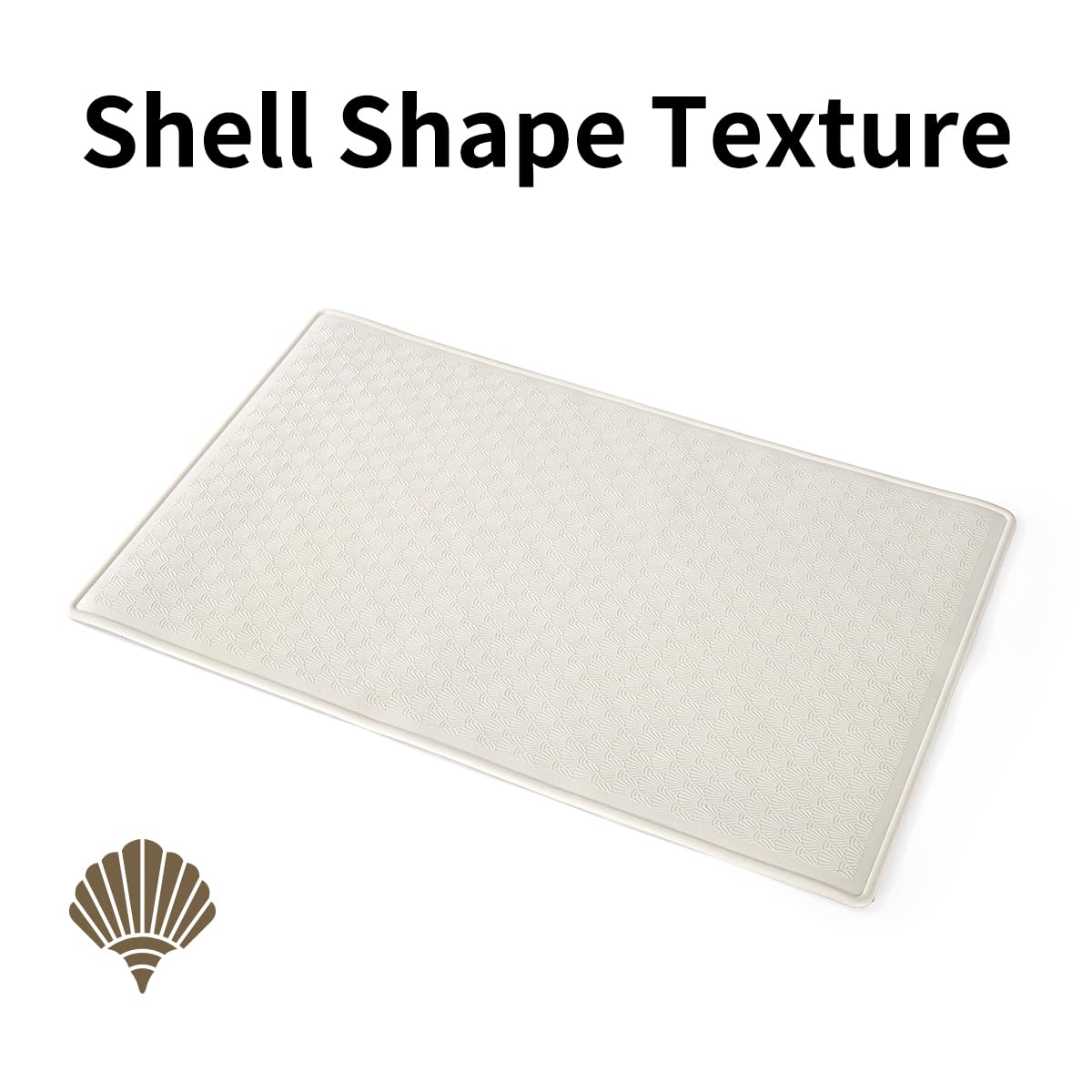 Bathtub Mat Non Slip, Bath Mat for Tub 22.4 x 14 Inches, Shower Mats with Suction Cups, Rubber Shower Stall Mats for Elderly & Kids, Cream White