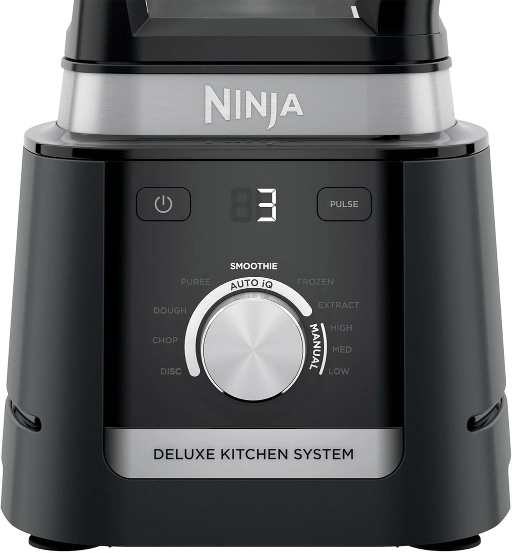 Ninja Deluxe Kitchen System - 1600W Auto-IQ Base with 88oz Pitcher & 9-Cup Food Processor | Refurbished