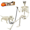 UMEELR 5.4FT Halloween Skeletons, Full Size Skeleton with Skeleton Dog, Plastic Life Size Human Skeletons for Halloween Graveyard Haunted House Party Decoration