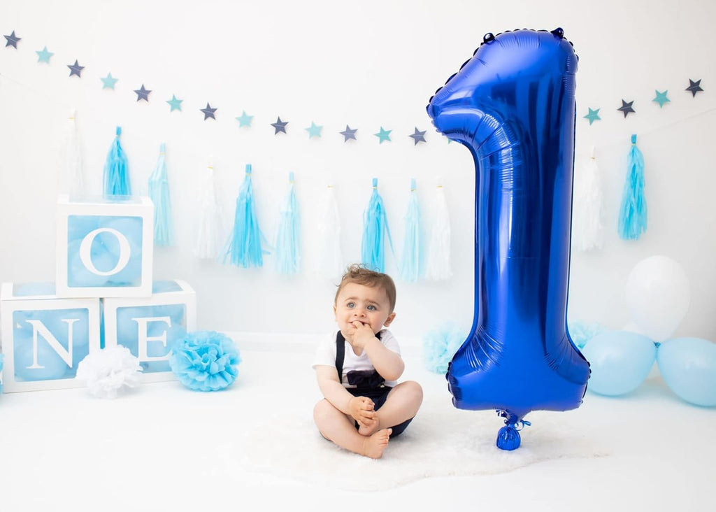Regine Switzerland Giant Number 1 Balloon - 40 Inch Navy Blue Birthday Decoration for Boys