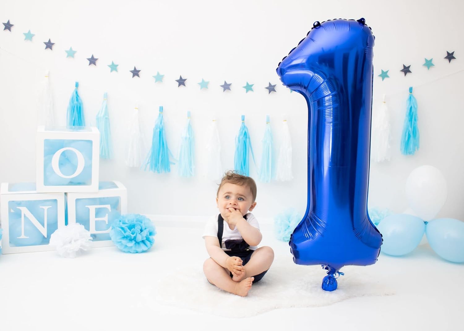 Regine Switzerland Giant Number 1 Balloon - 40 Inch Navy Blue Birthday Decoration for Boys