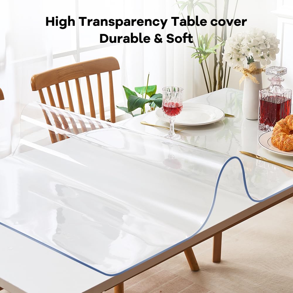 12x16 Inch PVC Clear Table Protector 1.5mm Thick Transparent Plastic Small Desk Protector for Night Stand Office & Computer Desk Clear Tablecloth Protector for Side Table End Table Dresser Rectangular