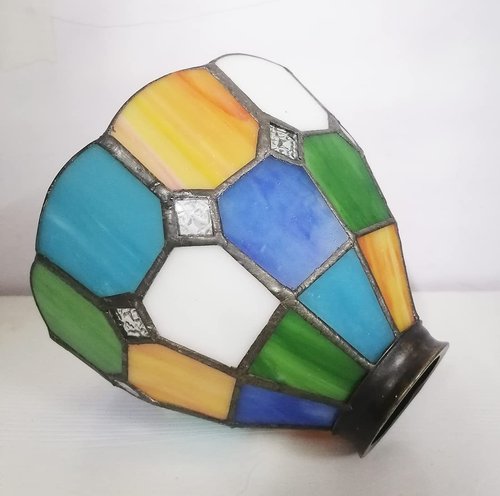 HUIMEIJU Multicolored Stained Glass Lampshade, 2-Piece Set - Fan Shaped, Tiffany Style Replacement
