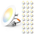 Amico Recessed Lighting 4 Inch, 24 Pack 5CCT Flat LED Can Lights, 2700K/3000K/4000K/5000K/6000K Selectable, 7W Eqv 60W, 700LM Brightness, Retrofit Installation - ETL & FCC