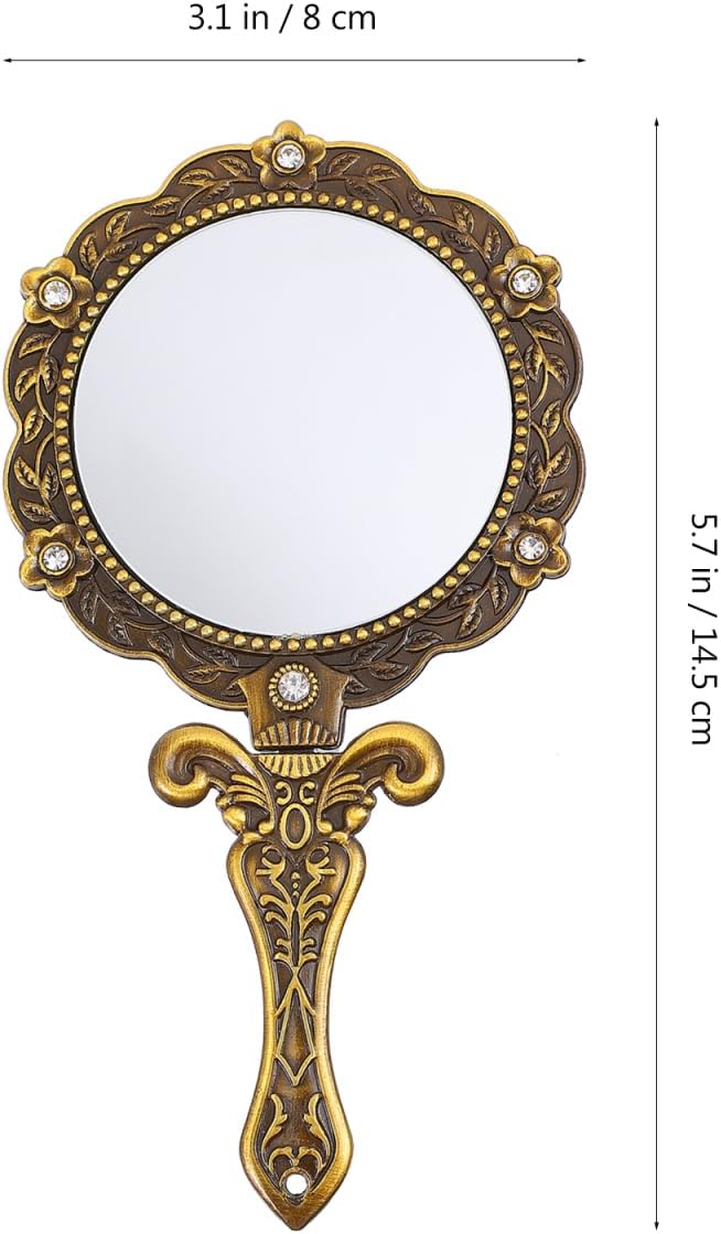 Uonlytech Vintage Hand Mirror - Antique Handheld Makeup Mirror with Handle for Easy Use