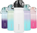 BJPKPK Insulated Water Bottle - 18oz Stainless Steel Flask with Straw, Leak-Proof Lid & Carry Handle | White