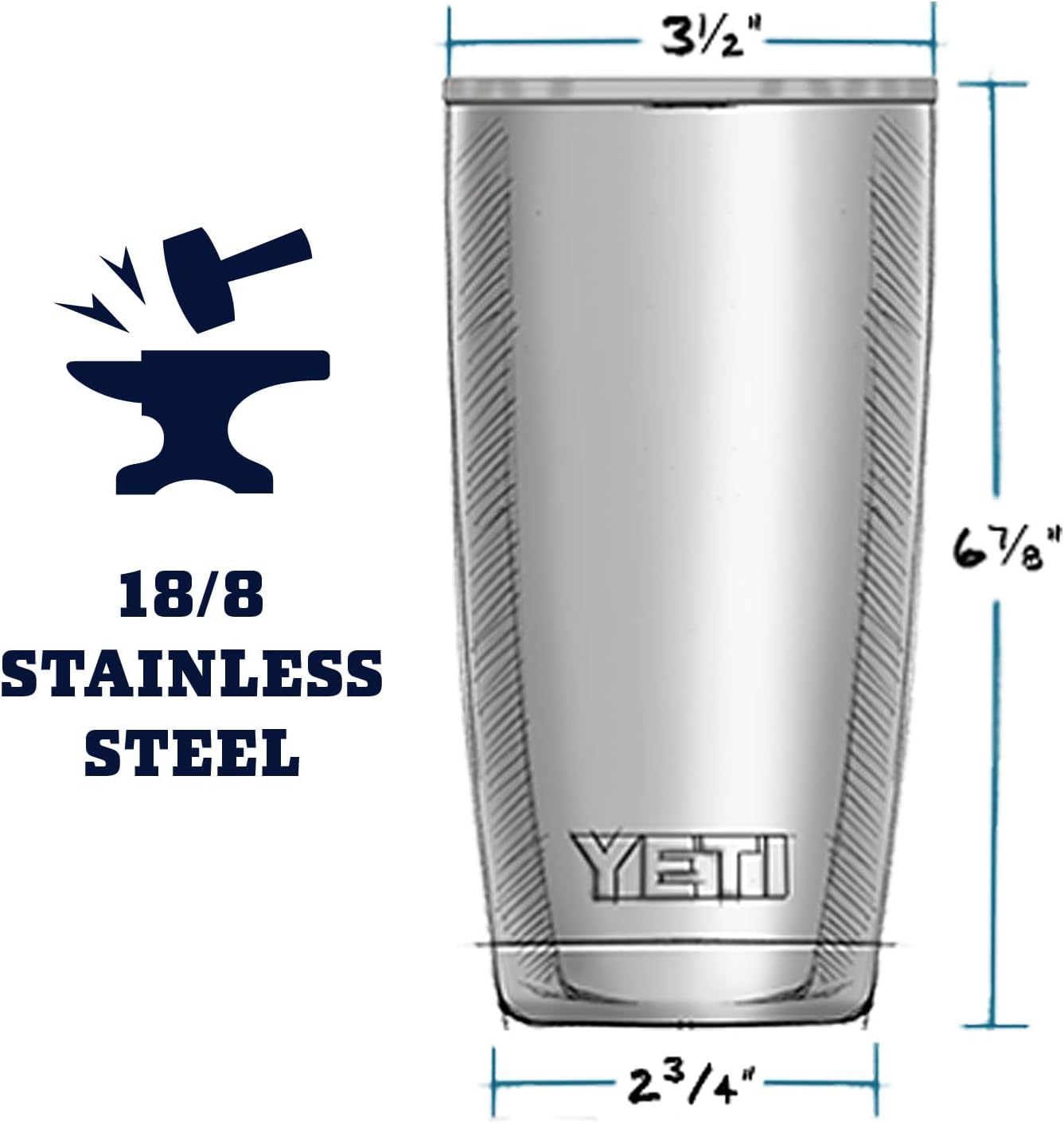YETI Rambler 20 oz Stainless Steel Tumbler - Vacuum Insulated with MagSlider Lid