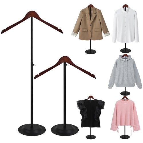 Eunika 2 Pack Adjustable T Shirt Display Flexible Shoulder Stand, 16-31 Inch Portable Metal Shirt Rack Display Stand Garment Coat Holder for Clothing Garment Coat Retail Vendor, Cloakroom